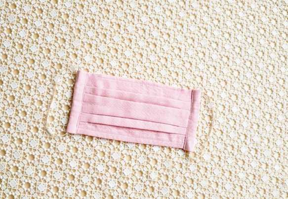 【ジョリーミニョン】ノーズワイヤー入りダブルガーゼ２重仕立て【ピンク】プリーツマスク 5枚目の画像
