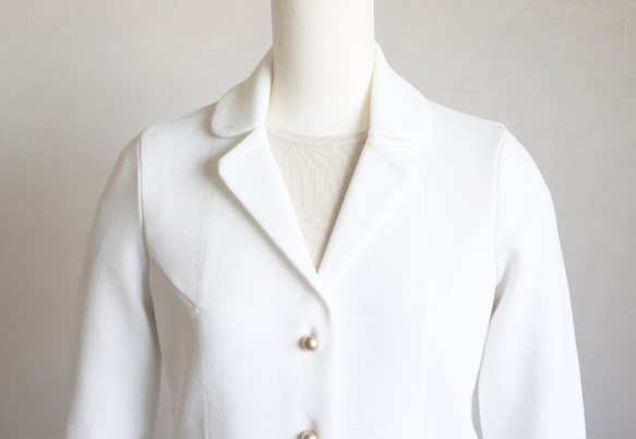 售罄！ 【春季場合♪】米蘭式羅紋翻蓋口袋夾克【白色】 第4張的照片