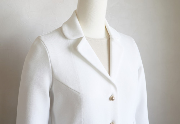 售罄！ 【春季場合♪】米蘭式羅紋翻蓋口袋夾克【白色】 第8張的照片