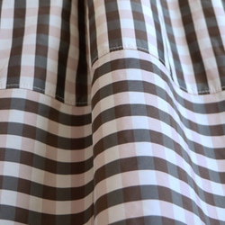 [售罄]方格布式塔夫綢短袖對接連衣裙[黑色x米色] 第8張的照片