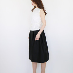 【成人亞麻斜紋棉布裙】彈力亞麻自然褶裙【黑色】 第8張的照片