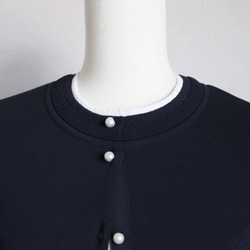 [售罄] 珍珠泡泡袖短款開衫 [海軍藍] 第5張的照片