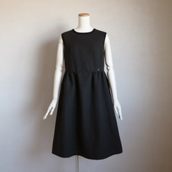 【38號售罄】【Jolly Mignon】棉麻皮科特連衣裙【黑色】 第3張的照片