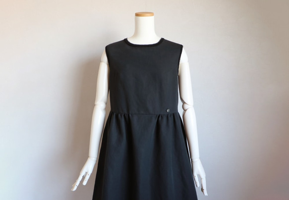 【38號售罄】【Jolly Mignon】棉麻皮科特連衣裙【黑色】 第4張的照片