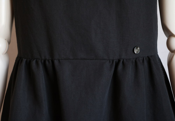 【38號售罄】【Jolly Mignon】棉麻皮科特連衣裙【黑色】 第6張的照片