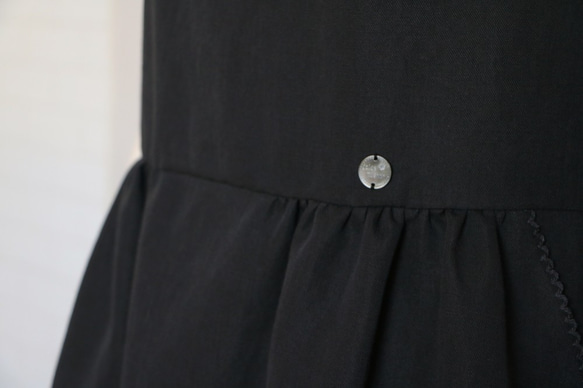 【38號售罄】【Jolly Mignon】棉麻皮科特連衣裙【黑色】 第7張的照片