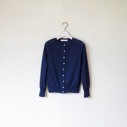 [售罄] [試用價] 日本紙 x 滌綸 新材料輕質針織開衫（深藍色） [日本製造] 第2張的照片