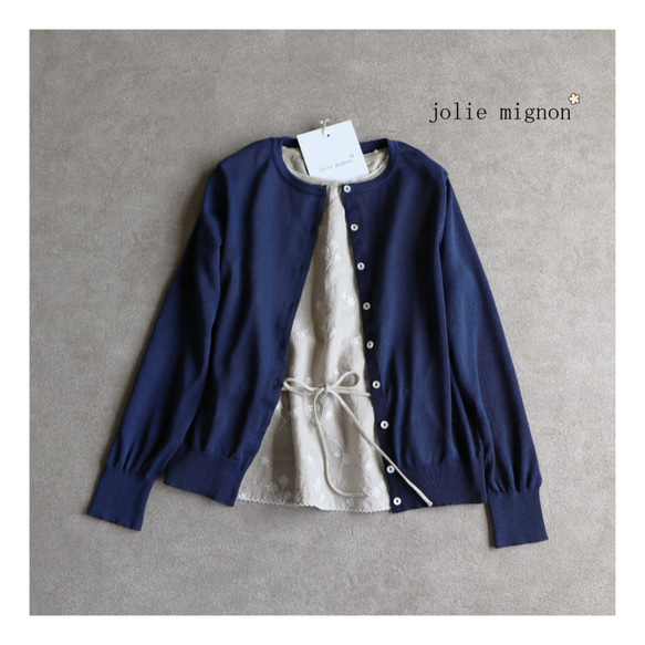 [售罄] [試用價] 日本紙 x 滌綸 新材料輕質針織開衫（深藍色） [日本製造] 第3張的照片