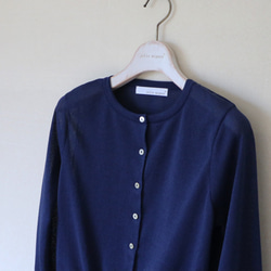 [售罄] [試用價] 日本紙 x 滌綸 新材料輕質針織開衫（深藍色） [日本製造] 第7張的照片