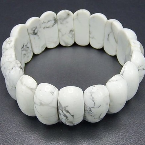 厳選ホワイトターコイズバングルブレスレット高さ約25mm天然石石街