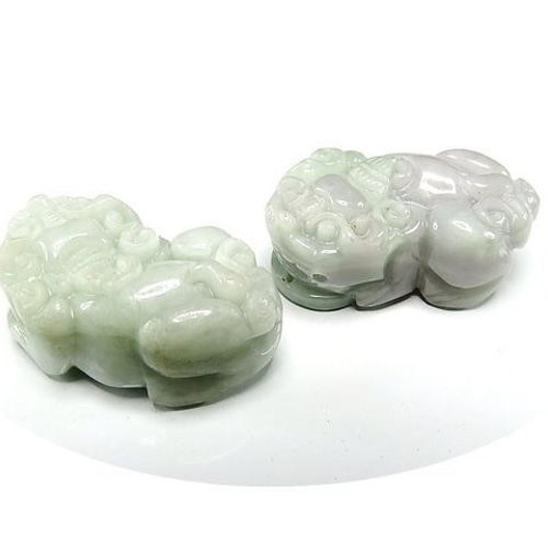石街 ヒキュウ 貔貅 本翡翠 ジェダイト天然石 2点ペア 置物 ネックレス