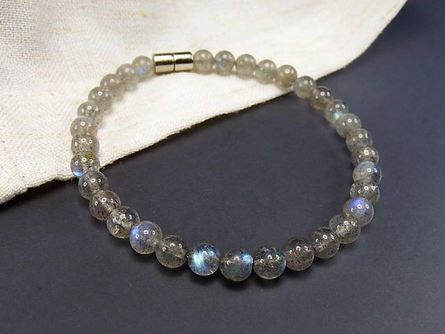 在庫処分■大玉■全体的美シラー■天然石ラブラドライト約13.9㍉ブレスレット 黒ベース】天然石 ラブラドライト大玉 12mmブレスレット 6月