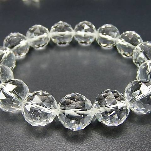 AAA水晶ダイヤモンドカット14mmブレスレットキラキラ天然石数珠