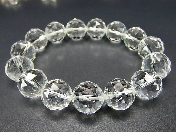 AAA水晶ダイヤモンドカット14mmブレスレットキラキラ天然石数珠