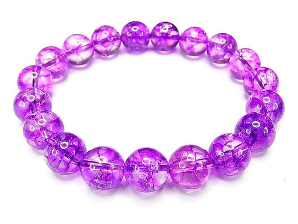 AAA紫クラック水晶10mm数珠ブレスレット 1枚目の画像