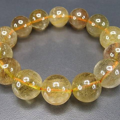 大玉 ルチルクォーツ 天然石ブレスレット15mm 逸品大玉ゴールドルチルクォーツブレスレット15mm強金運天然石石