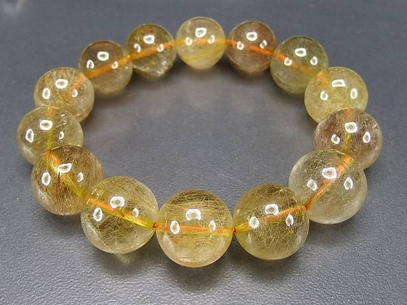 ⭐︎【天然】ゴールド たくまし ルチル クオーツ ブレスレット 15mm