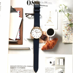 【本革】レザーウォッチ　シンプル 腕時計 メンズ レディース クリスマス 3枚目の画像