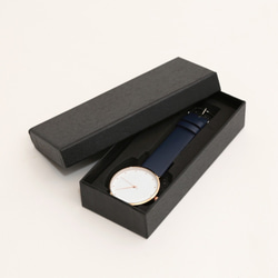 シンプル 腕時計 メンズ レディース 兼用 ブルー　型押しレザー　 5枚目の画像