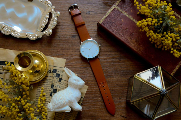 シンプル 腕時計 メンズ レディース 兼用 オレンジ　 2枚目の画像