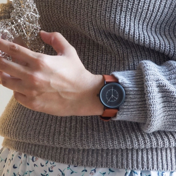 [保留作品]不選擇場景2尺寸的設計-男女簡單手錶Orange 第1張的照片