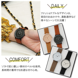 共に時を刻むペアウォッチ～レザー シンプル 腕時計 メンズ レディース 兼用 6枚目の画像