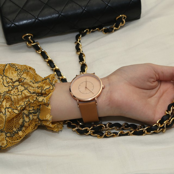 保持時間在一起的一對手錶-皮革簡單手錶男士女士組合母親節禮物♪ 第2張的照片