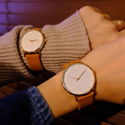 〜2種尺寸〜Simple Watch男士女士棕色和白色母親節禮物♪ 第3張的照片