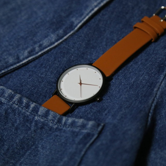 ～2サイズ～シンプル 腕時計 メンズ レディース ブラウン&ホワイト　 4枚目の画像