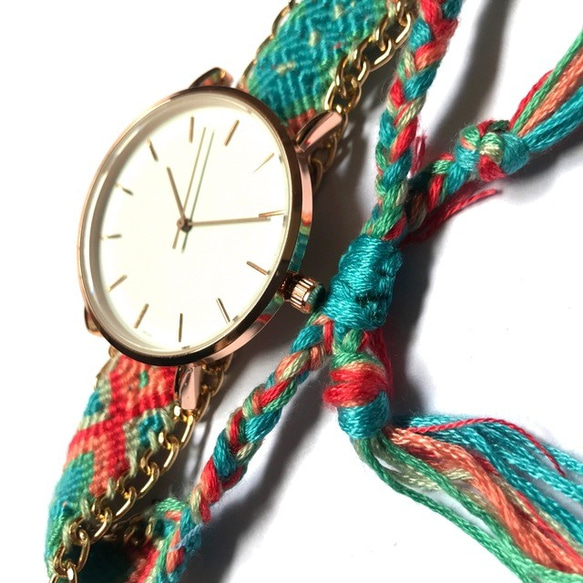 ミサンガウォッチ フリーサイズ 腕時計 レディース シンプル ギフト 2枚目の画像