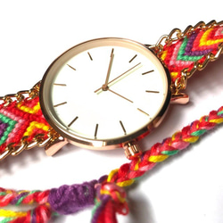 ミサンガウォッチ フリーサイズ 腕時計 レディース シンプル ギフト 2枚目の画像
