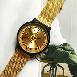 歯車モチーフ 腕時計 メンズ レディース 兼用 ゴールド&ゴールド　 3枚目の画像