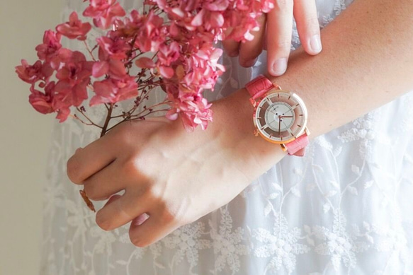 スケルトン腕時計 ホワイト×ピンク　 1枚目の画像
