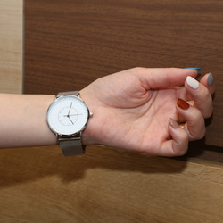 簡單的手錶男女兼用銀銀不銹鋼皮帶母親節禮物♪ 第1張的照片