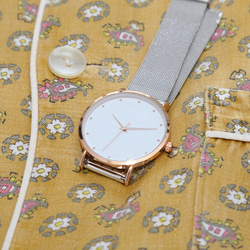 シンプル 腕時計 メンズ レディース 兼用 シルバー&シルバー　ステンレスベルト 3枚目の画像