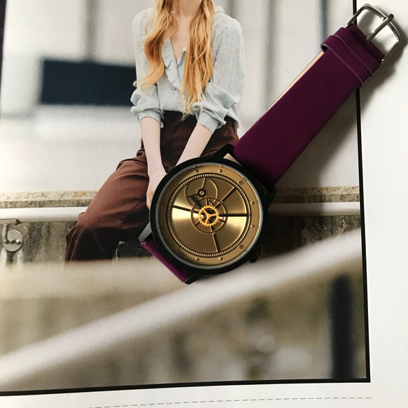 【秋色】変わった文字盤 腕時計 メンズ レディース 兼用 パープル　 2枚目の画像