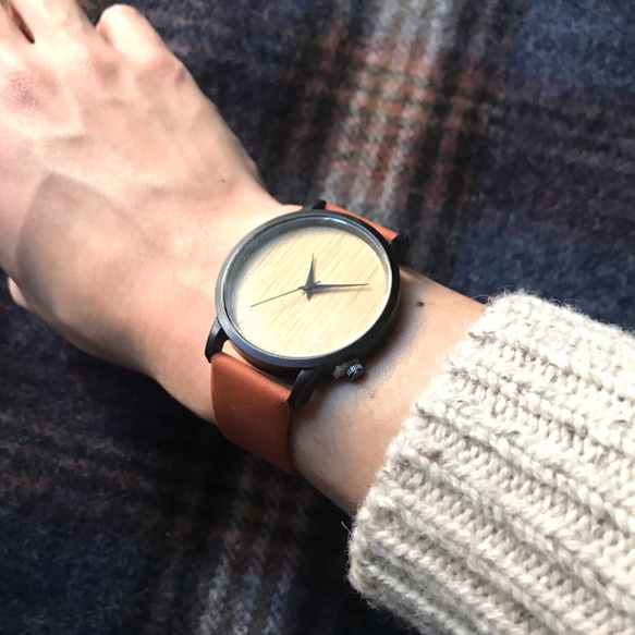 温かみ溢れる木製腕時計】オレンジ　腕時計 メンズ レディース　 クリスマス プレゼントにも♪ 1枚目の画像