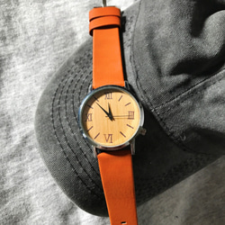 【温かみ溢れる木製腕時計】オレンジ　腕時計 メンズ レディース　 クリスマス プレゼントにも♪ 3枚目の画像