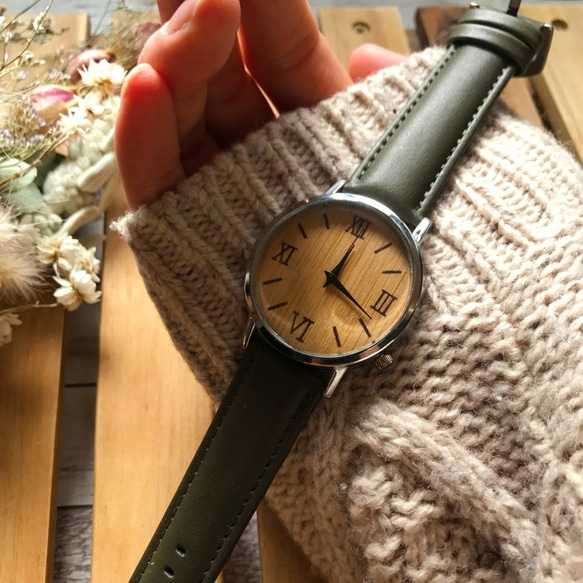 【温かみ溢れる木製腕時計】カーキ　腕時計 メンズ レディース　 クリスマス プレゼントにも♪ 3枚目の画像