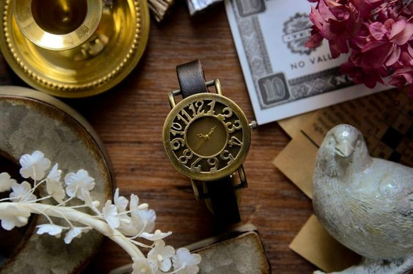 可愛的古董手錶深棕色和淺棕色對手錶母親節禮物♪ 第2張的照片