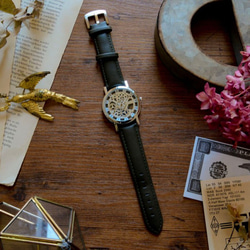 スケルトン 腕時計 メンズ レディース 兼用 　カーキ&ゴールド　 2枚目の画像