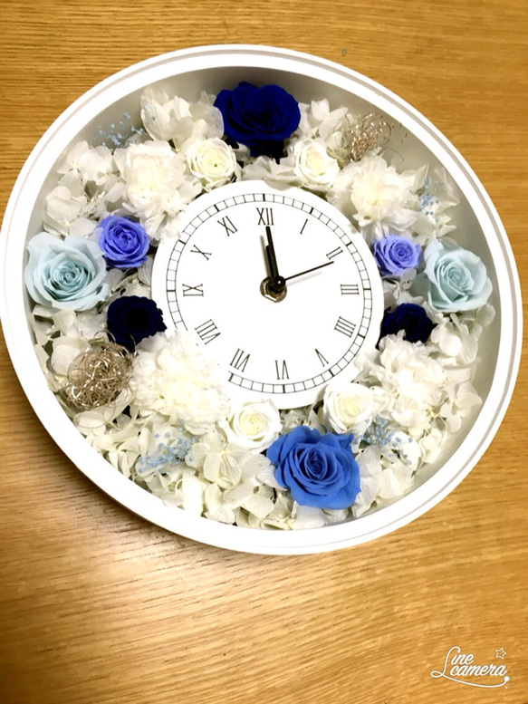 丸型花時計ブルー♡ 2枚目の画像