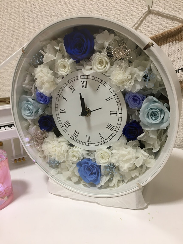 丸型花時計ブルー♡ 3枚目の画像