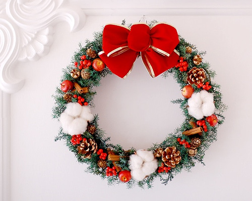 «822»◤完売◢早割りクリスマスリース*ゴールドリボン*華やかな可愛いリース 0_1cc278da9b6b8563960442de0763