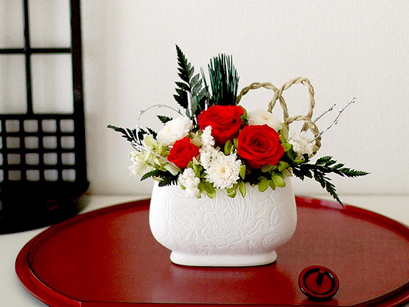 真紅のプリザーブドフラワーアレンジメント