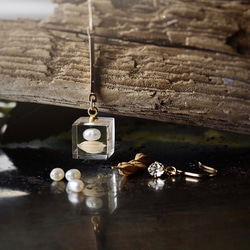 [10月誕生石色蛋白石]施華洛世奇和珍珠和米色穿孔/耳環（包裝，生日禮物） 第1張的照片