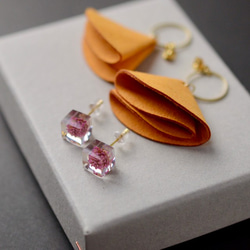 不銹鋼耳環粉色虎杖皮革魅力橙色禮物生日禮物禮物包裝婚禮 第3張的照片