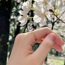 [特色] 櫻花色戒指、氧化鋯、簡單樹脂、銀色、禮物、生日禮物、婚禮 第5張的照片