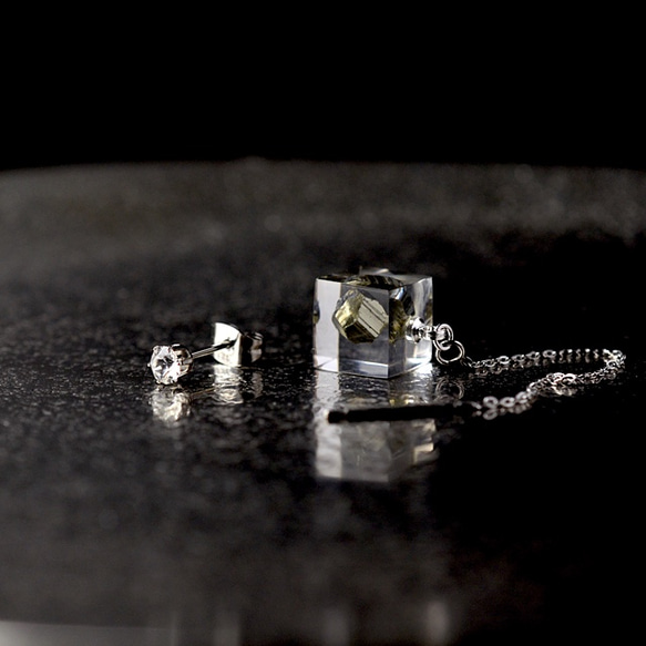 黃鐵礦美式耳環和施華洛世奇耳釘禮物生日禮物禮物包裝結婚 第3張的照片