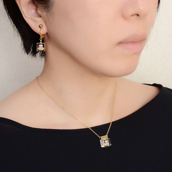 [Creema 有限 ！禮物] 珍珠米項鍊和耳環（耳環）套裝 14kgf [定做] 生日禮物 第4張的照片